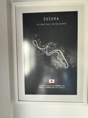 White frame with Suzuka F1 track poster like new