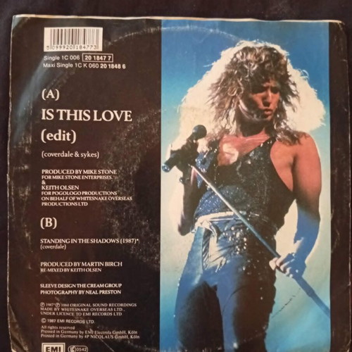 Whitesnake Is This Love 7'' single used, rock