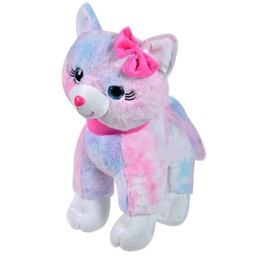 Plush cat rainbow with glitter eyes sitting 41cm new