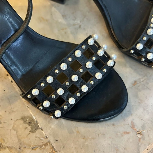 Sagiakos leather sandals used with pearls size 37 black