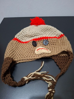 Handmade children's monkey hat like new, brown