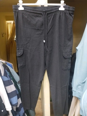 Linen men's pants black with side pockets new, sizes M-5XL