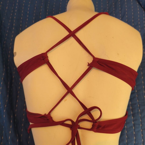Shein Bordeaux Bikini Top used with lace-up back, size M