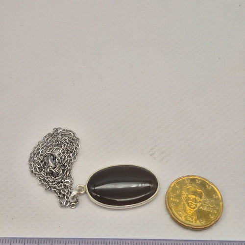 Smoked Quartz Sterling Silver Pendant Oval Cabochon