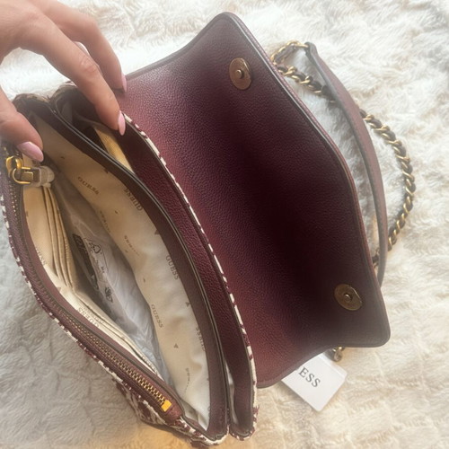 Guess Crossbody Flap Merlot Logo Bag New with Tag