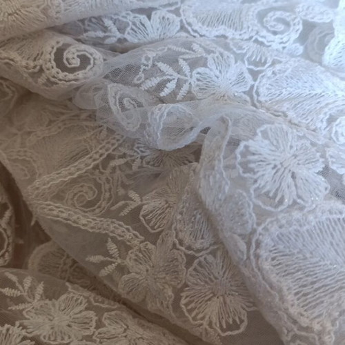Acrylic Tulle Curtain used, white sugar color with embroidered floral glitter