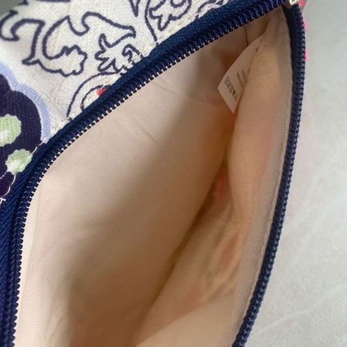 Pretty Me pink and navy paisley pouch makeup bag like new