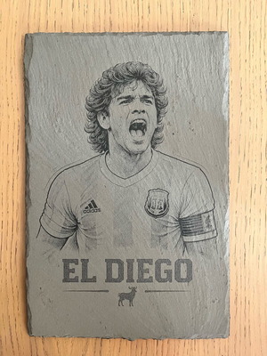 Marble plaque El Diego new, 20x30 cm with engraved portrait