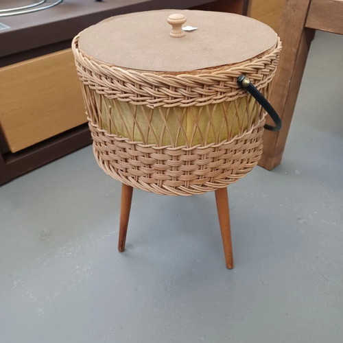 Vintage sewing basket with tripod used