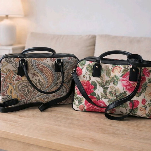 Handmade shoulder bags new with leather details, set of two