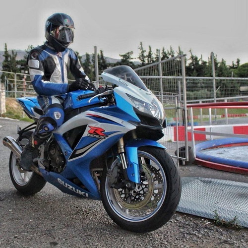 Suomy leather racing suit size 50 used, blue white