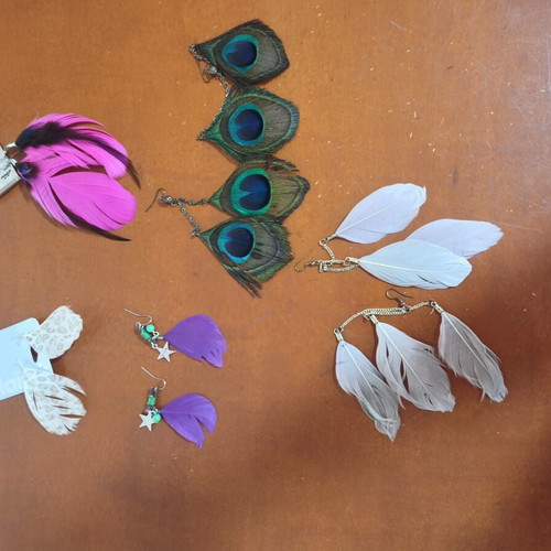 Wings of Style feather earrings set of 5 pairs