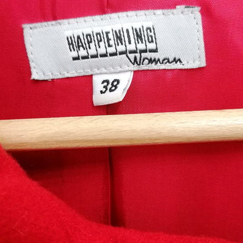 Red half coat with waist buttons, size M