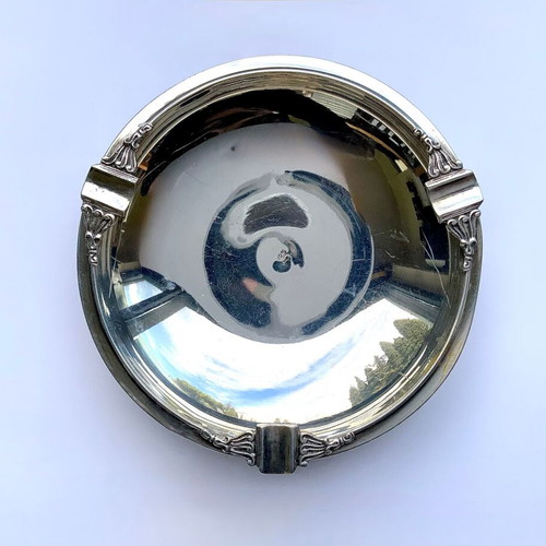 Silver ashtray 925 used with 3 carved legs