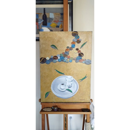 Oil painting on canvas Nature Morte original, 70×50 cm, Evripidis Amoiridis 2025