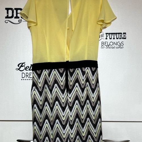 Midi dress like new, black and yellow, size L