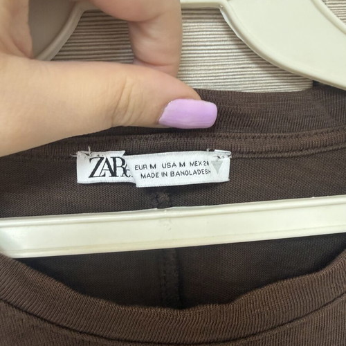 Zara choco brown cotton t-shirt size M like new