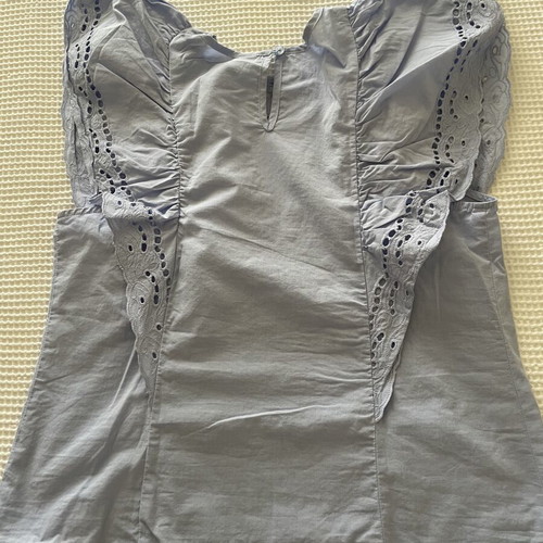 Cotton blouse turquoise size S like new with sleeve details