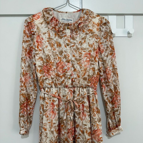 Vintage floral dress Miss Onward like new, white and orange