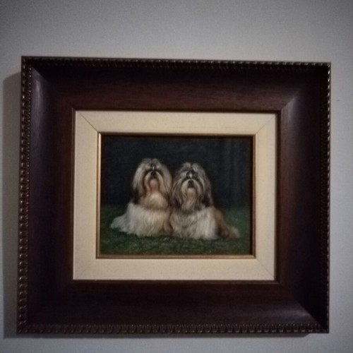Dog paintings like new, set of 3 with Italian frame