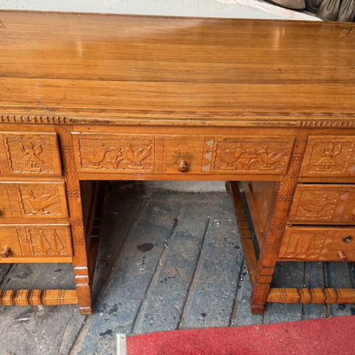 Wood Carved Antique Desk