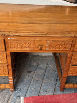 Wood Carved Antique Desk