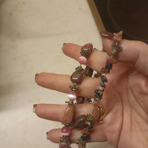 Beaded bracelets used, set of 2 dusty pink