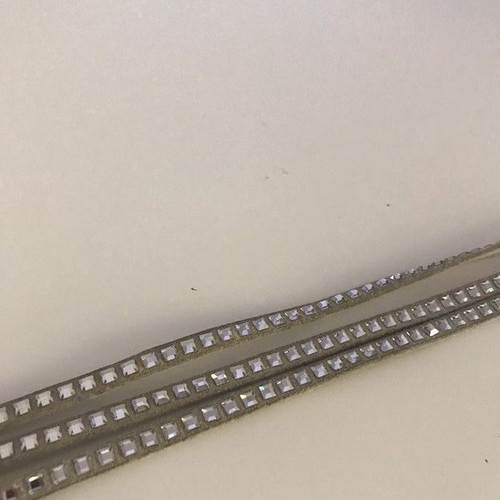 Swarovski women's suede bracelet used with shiny studs gray