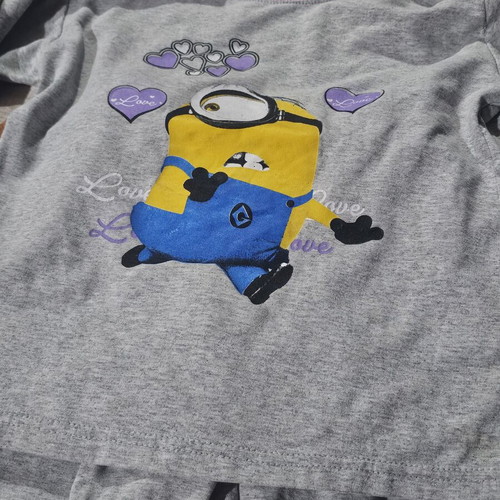Minions girls' winter pajamas used, size 11-12, gray and purple