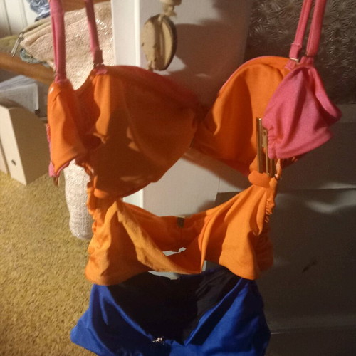SugarFree one-piece swimsuit like new, size small, black and orange