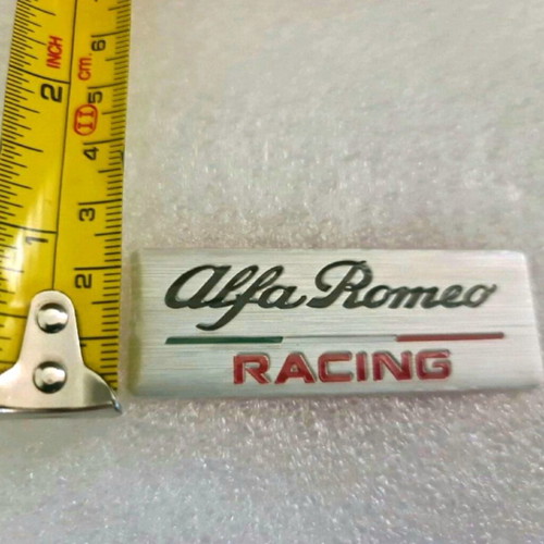 Alfa Romeo Racing aluminum badge new with double-sided adhesive sticker
