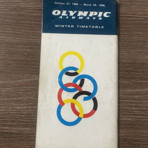 Olympic Airways Winter Flight Timetable 1985 like new