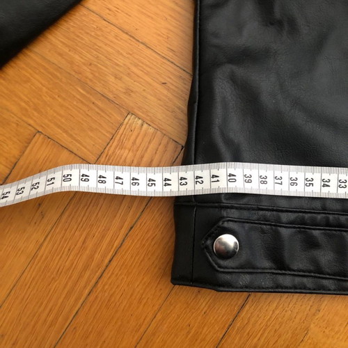 Black biker faux leather jacket used, size S/M