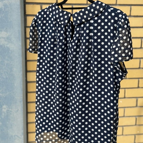 Figaro blouse used dark blue with white polka dots, size XL