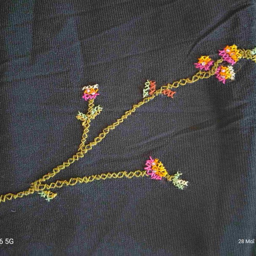 Raxevsky long dress with embroidered flowers like new, black