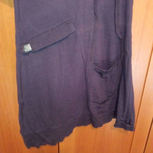 Tunic dress used, dark blue, short-sleeved, asymmetrical hem
