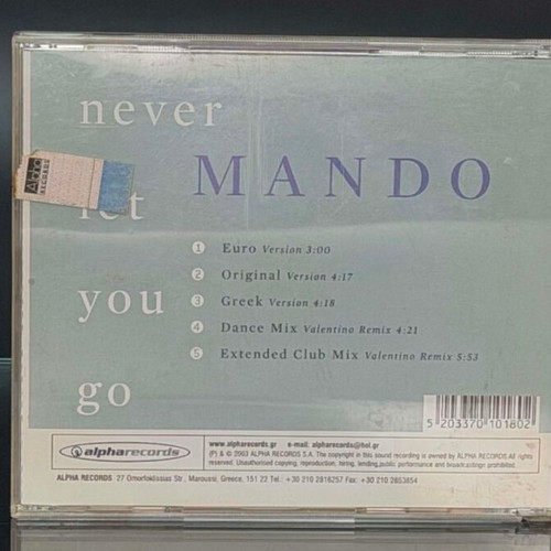Manto Eurovision Never Let You Go CD single like new, pop