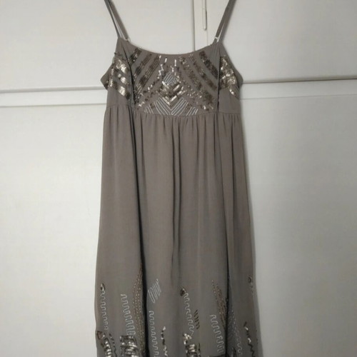 Motivi evening dress gray like new with embroidery and sequins