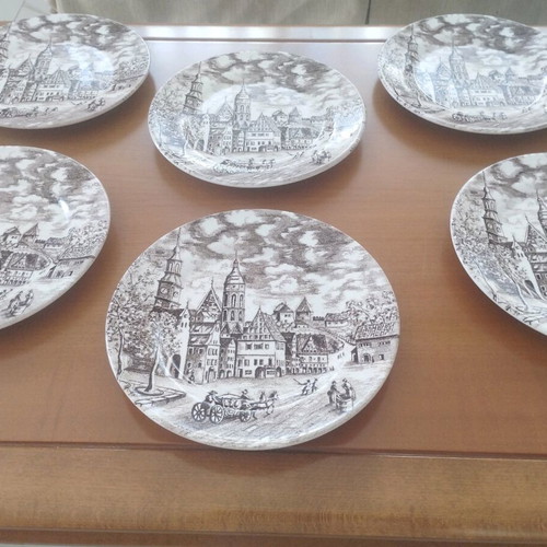 Rare Set of 6 Plates ARNIK "Old Town" (English Style)