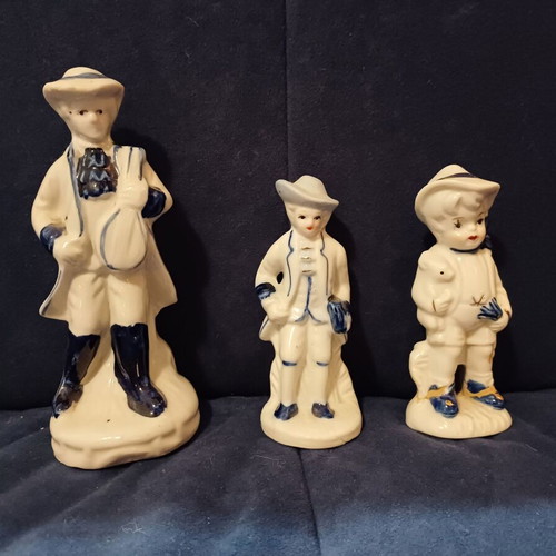 Vintage porcelain male figurines set of 3 used