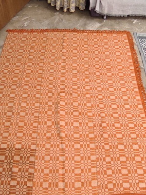 Handwoven Blanket like new with geometric caramel patterns
