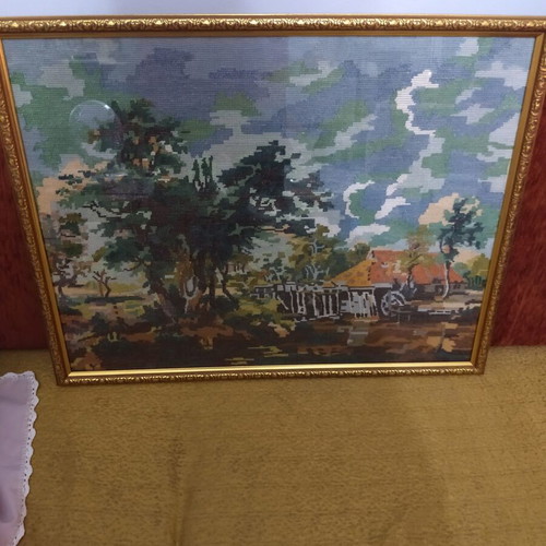 Κεντημένος πίνακας καδρό, 65x52 εκ.