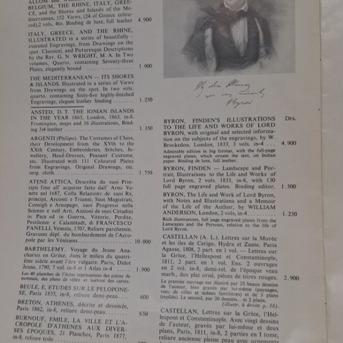 Antiquarian catalogue used with old maps and philhellenic lithographs