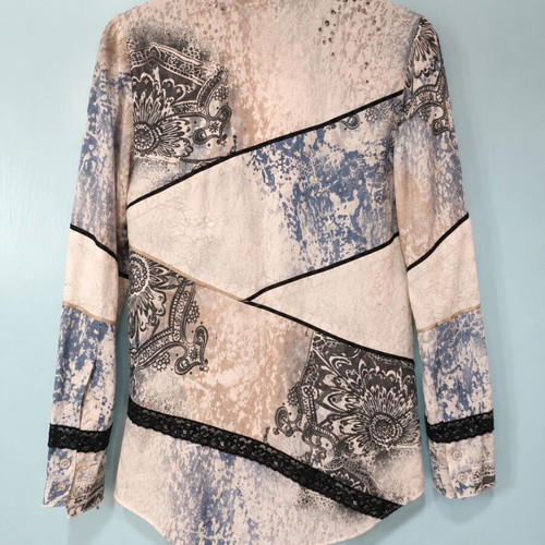 Women's shirt with patchwork design and lace like new, boho style