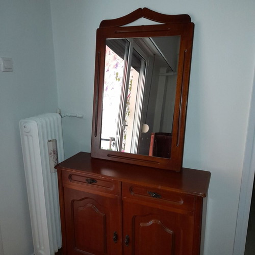 Vanity cabinet with framed mirror slightly used
