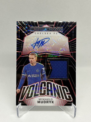Mikhailo Mudryk Panini Obsidian 2023-24 κάρτα ποδοσφαίρου με ύφασμα και αυτόγραφο
