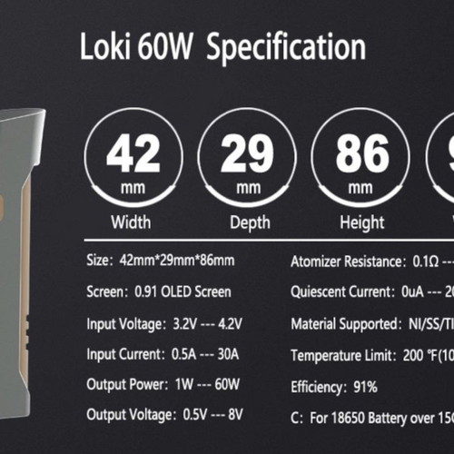 Loki Box Mod 60w By Koguovape Black
