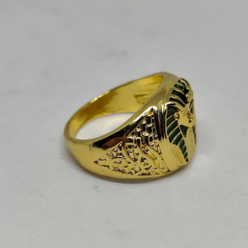 Pharaoh Ring with Enamel like new, size 12, gold color