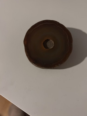 Agate semi-precious stone brown color new, diameter 6.5 cm