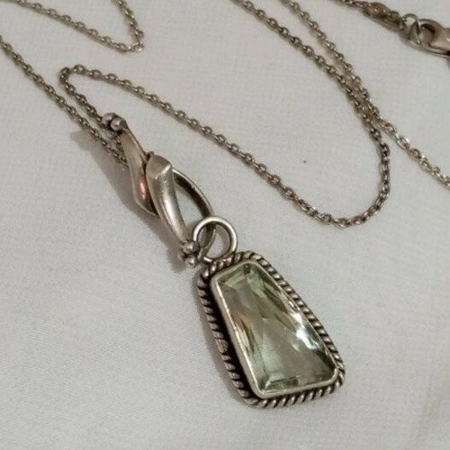 Necklace 925 silver with green amethyst used